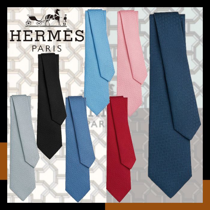 【全面H柄 】HERMES Cravate Faconnee H24 ネクタイ