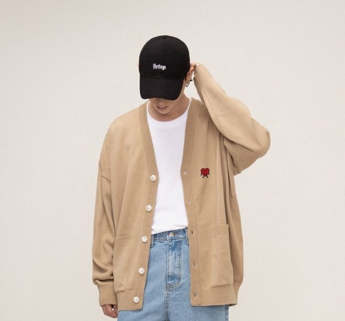 [GRAVER]★DRAWING HEART EMBROIDERY KNIT CARDIGAN GRAVER】23FW☆ Drawing Heart Embroidery Knit Cardigan