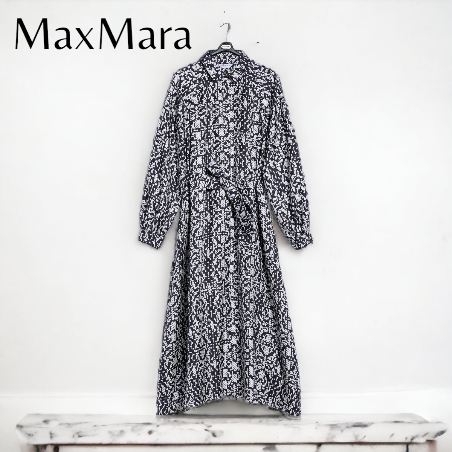 日本未入荷】MaxMara プリント シルク シャツドレス 人気♪ (Max Mara