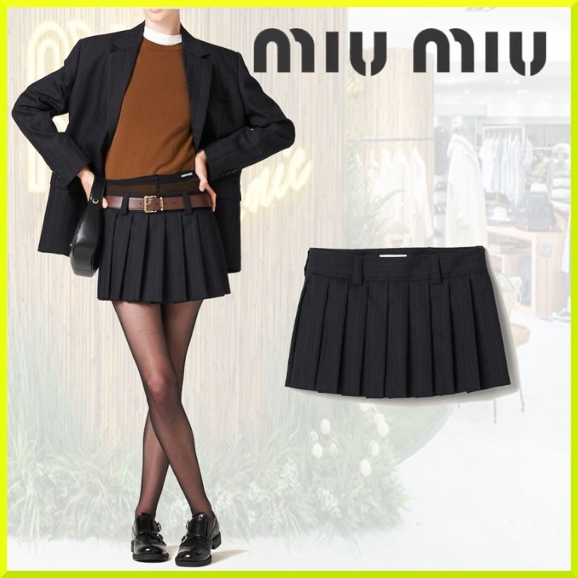 MIU MIU】☆直営店買付☆ ピンストライプ プリーツスカート (MiuMiu