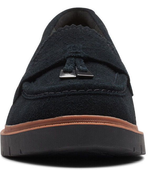 Clarks タッセル ローファー ブラック フラット レザー オフィス Clarks タッセル ローファー ブラック フラット レザー オフィス