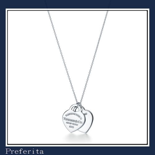 Tiffany & Co】ブルー ダブルハート タグ ペンダント スモール