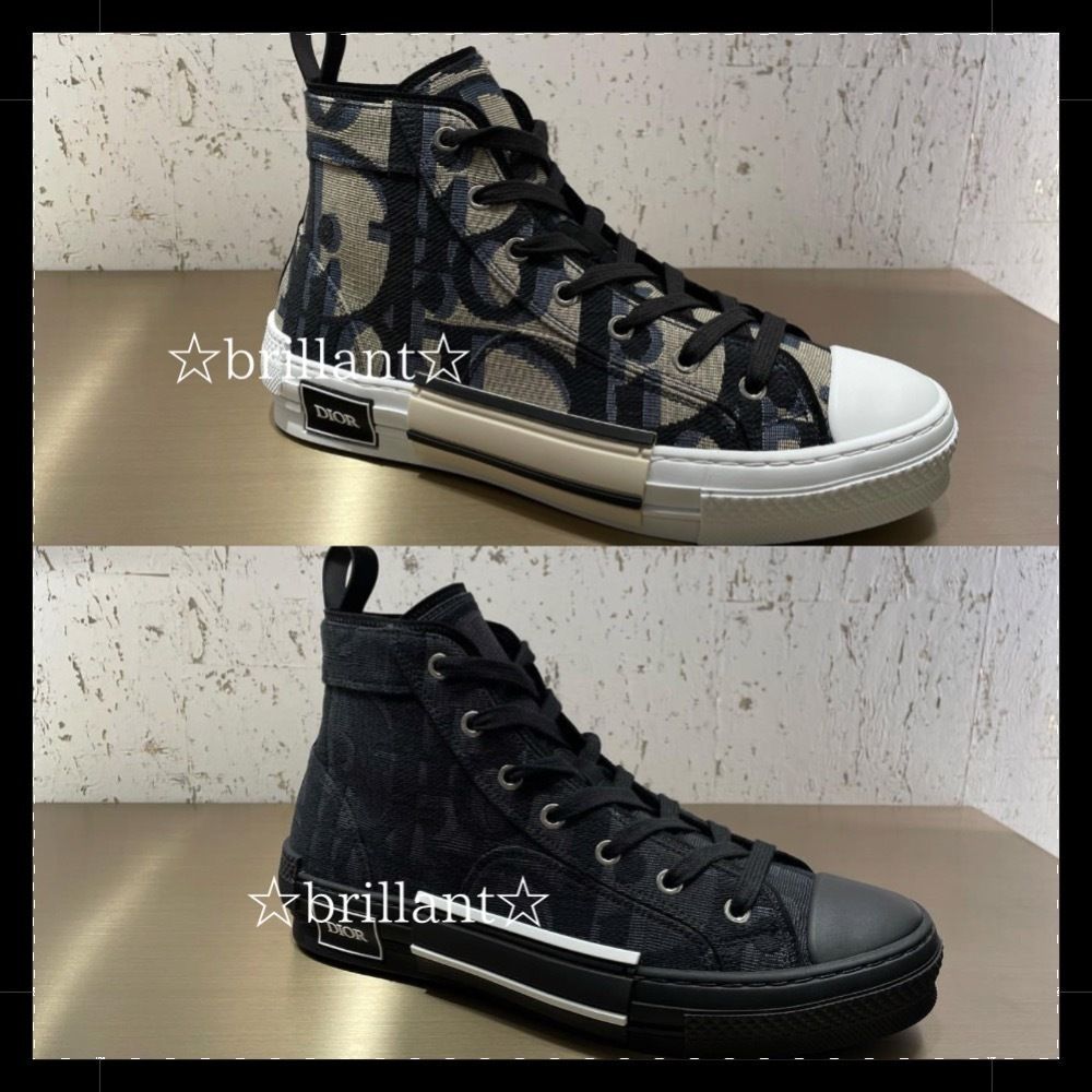 【ブラックでかっこよく♪】DIOR B23 ハイトップスニーカー B23 League High-Top Sneaker Beige and Black Maxi Dior