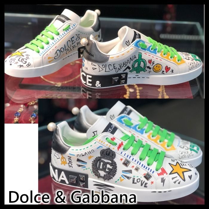 Dolce & Gabbana ポルトフィーノスニーカーカーフスキンスタッズ