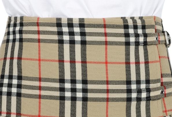 Burberry♢チェック ウール キルト ミニ スカート (Burberry