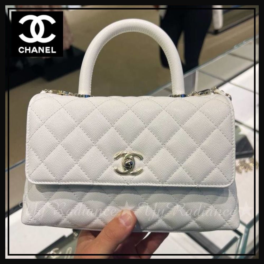 誕生日プレゼント 上品ホワイト♡】CHANEL ココハンドル ハンドバック 24cm バッグ