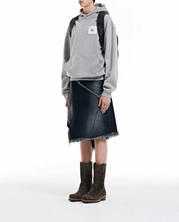 THE MUSEUM VISITOR]☆ZIPPER DETAILED WASHED DENIM SKIRT (THE