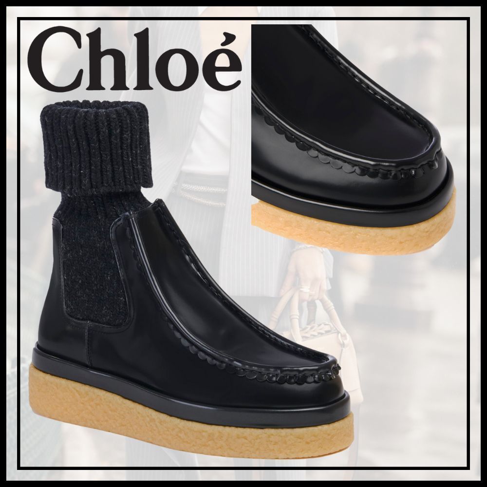 Chloe】クロエ Black jamie フラット ソック ブーティー (Chloe