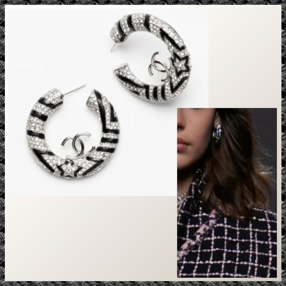 CHANEL シャネル ラインストーン ピアス 定番シルバー