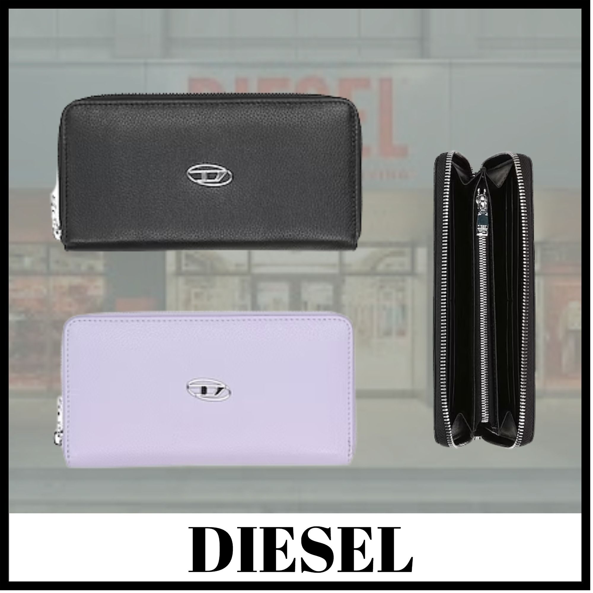 DIESEL】ディーゼル Dロゴ レザー ラウンドファスナー 長財布 (DIESEL