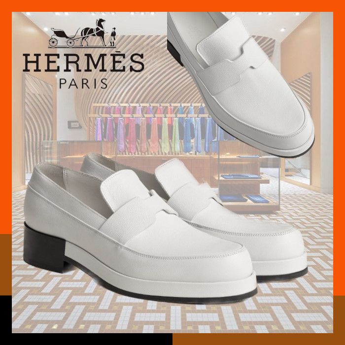 新品】エルメスHermes（23cmローファー）モカシンGatsby 白