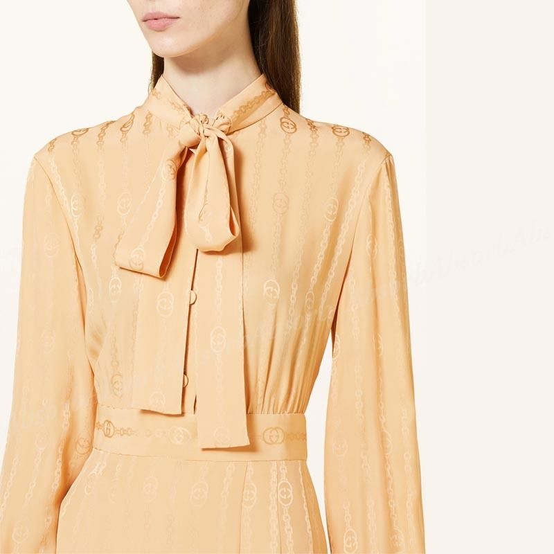23AW NEW】GUCCI_woman / GG プリーツ シルク ワンピース (GUCCI