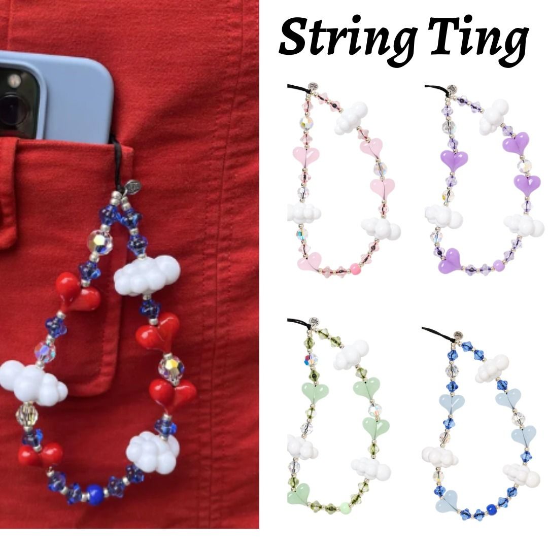 ♢String Ting♢スマホストラップ 雲ｘハート (String Ting/テック 