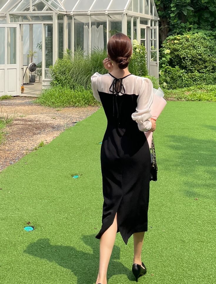 関税込★I AM MARI★バックリボンシースルーシフォン ワンピース 関税込☆I AM MARI☆バックリボンシースルーシフォン ワンピース