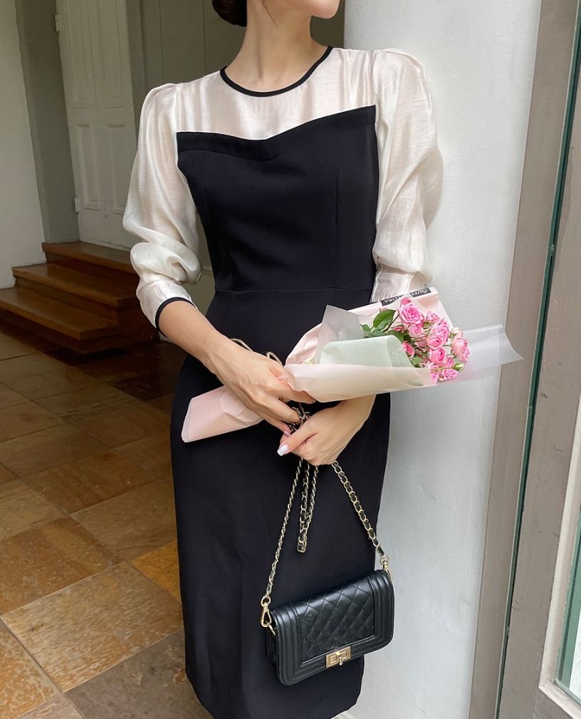 関税込★I AM MARI★バックリボンシースルーシフォン ワンピース 関税込☆I AM MARI☆バックリボンシースルーシフォン ワンピース