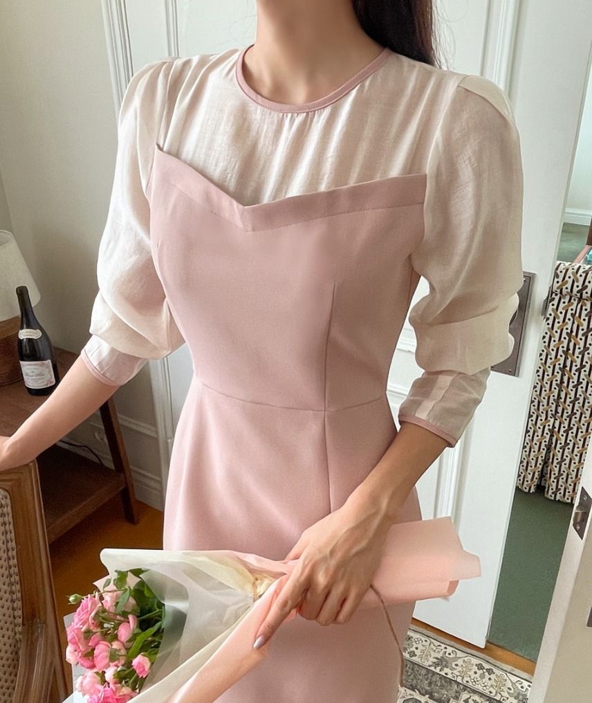 関税込★I AM MARI★バックリボンシースルーシフォン ワンピース 関税込☆I AM MARI☆バックリボンシースルーシフォン ワンピース