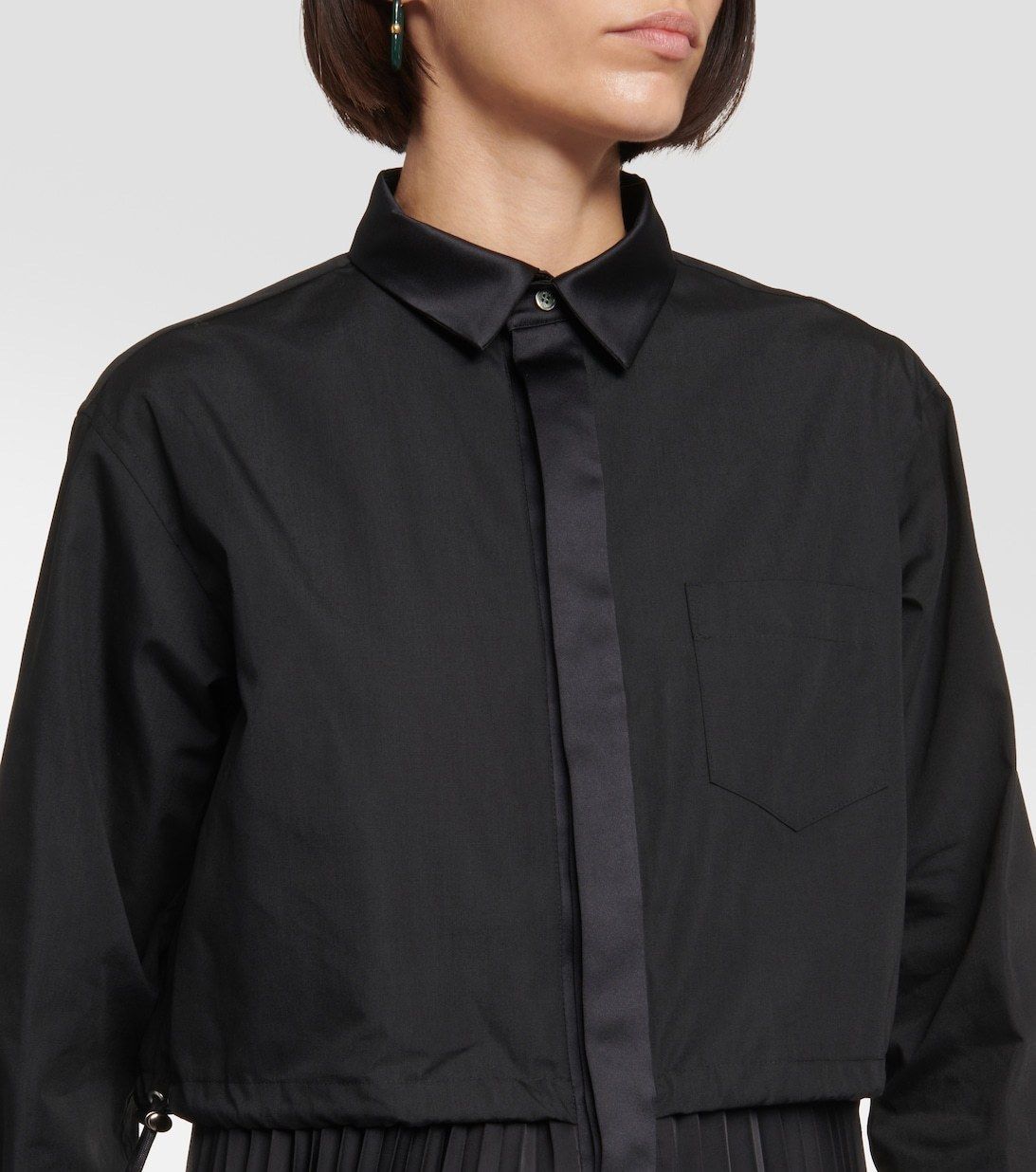 【関税・送料込】sacai プリーツポプリン サテン ミディドレス 関税・送料込】sacai プリーツポプリン サテン ミディドレス