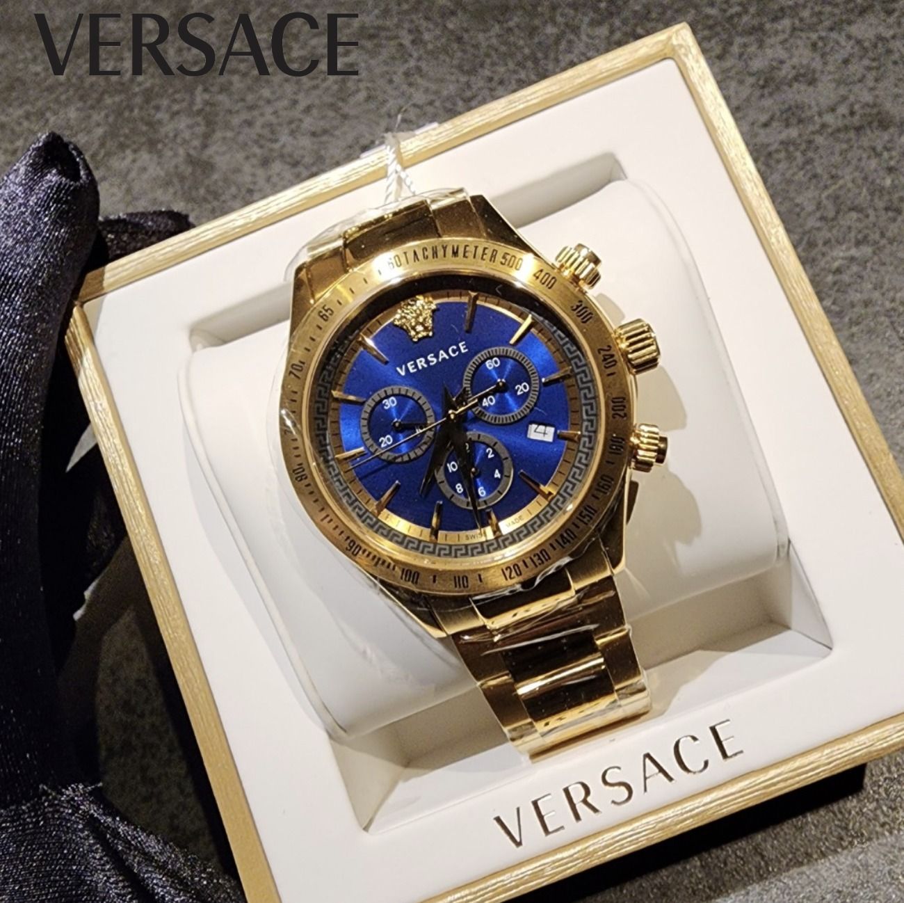 VERSACE 腕時計 Signature クロノグラフ ゴールド ブレスレット