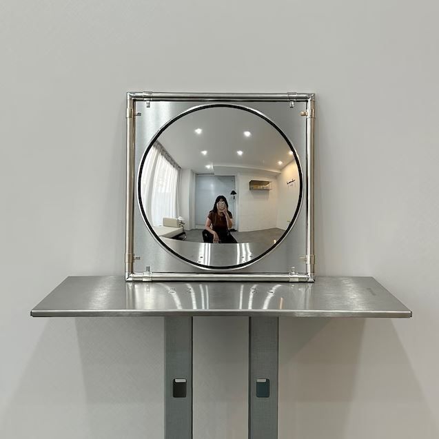 Convex Silver Steel Module Mirror (33x33cm) / 鏡 (ミラー・鏡