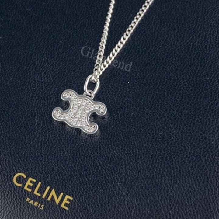 ギフトにも【CELINE】トリオンフ ラインストーン ネックレスレス
