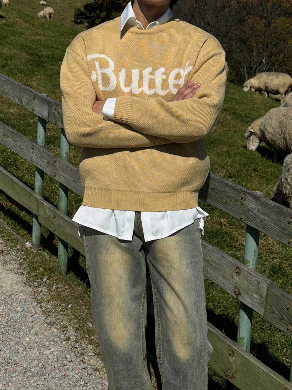 ニット・セーター ASCLO Butter Lettering Knit (3color) ASCLO Butter Lettering Knit (3color) (ASCLO/ニット・セーター