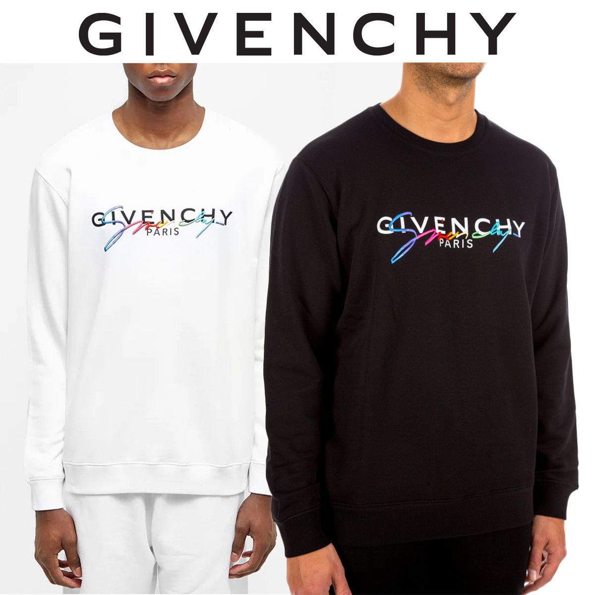 新品未使用 GIVENCHY スウェット ブラック　ロゴプリント レインボー