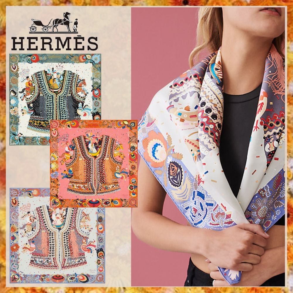 ☆素敵な色使い♪【HERMES】カレ 90 スカーフ☆ (HERMES ☆素敵な色使い♪【HERMES】カレ 90 スカーフ☆ (HERMES