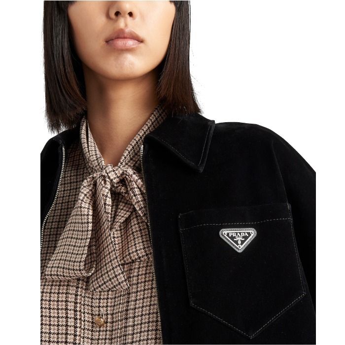 PRADA ベルベットデニム ブルゾン 23AW】新作 ベルベットデニム ブルゾンジャケット ◇プラダ◇