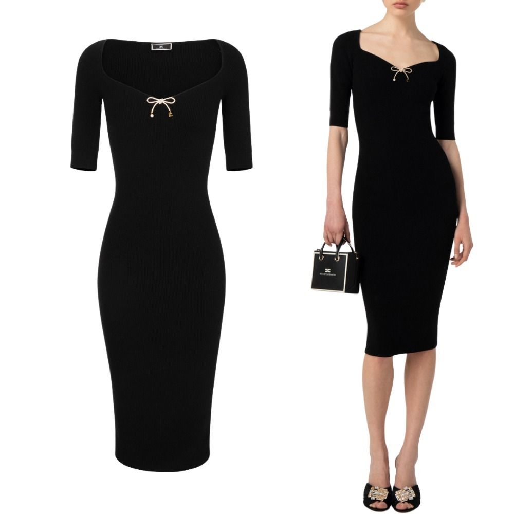 【★完売必至★】ELISABETTA FRANCHI ☆ ブラレットドレス 完売必至♡】ELISABETTAFRANCHI ウール ミディドレス