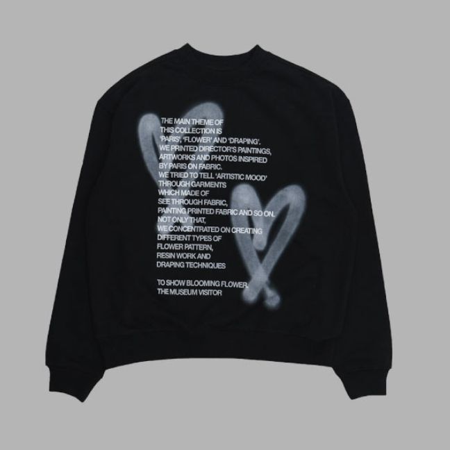 【THE MUSEUM VISITOR】HEART PRINTED T-SHIRTS/急いで HEART PRINTED ART JERSEY T-SHIRTS (BLUE) : THE MUSEUM VISITOR