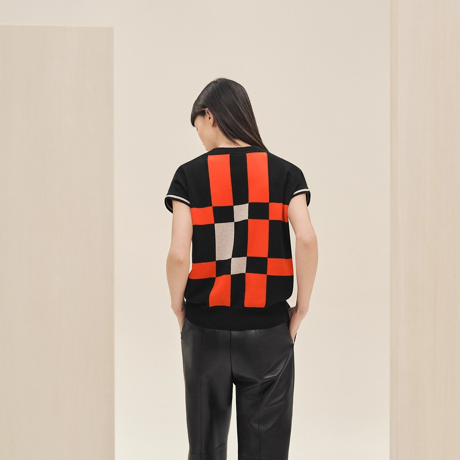 大人な高級感】HERMES《Brides de Gala Tartan》半袖セーター
