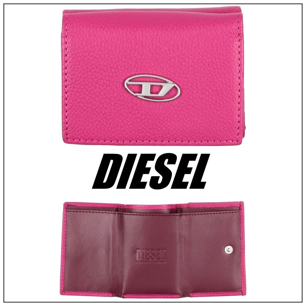 DIESEL☆ディーゼル エンボス レザー ロゴ 三つ折り財布 (DIESEL