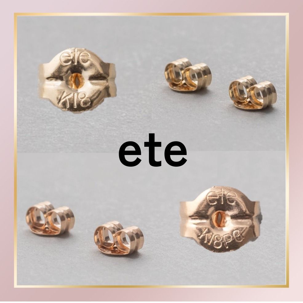 ete】K18 ピアスキャッチ イエロー ピンク ゴールド (ピアス