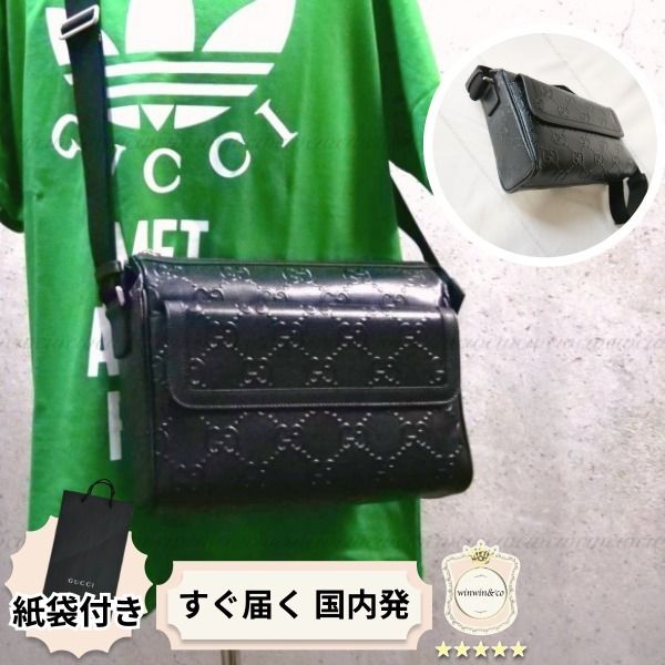 未使用美品【グッチ】GGエンボス ミニメッセンジャーバッグ 国内即納】GUCCI GGエンボス レザー メッセンジャーバッグ