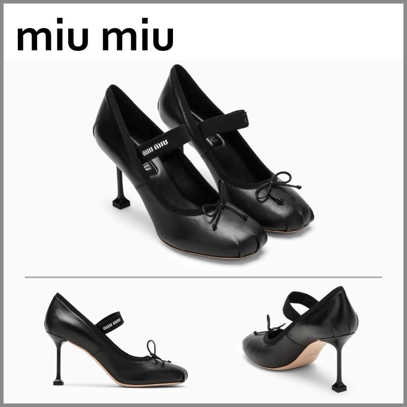miumiu エナメルリボンパンプス オープントゥ