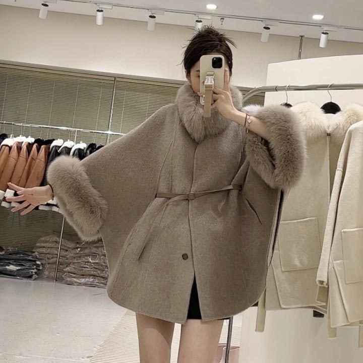 10T227☆ NOVESPAZIO 秋冬 ファーコート ポンチョ ハーフコート 10T227☆ NOVESPAZIO 秋冬 ファーコート ポンチョ ハーフコート