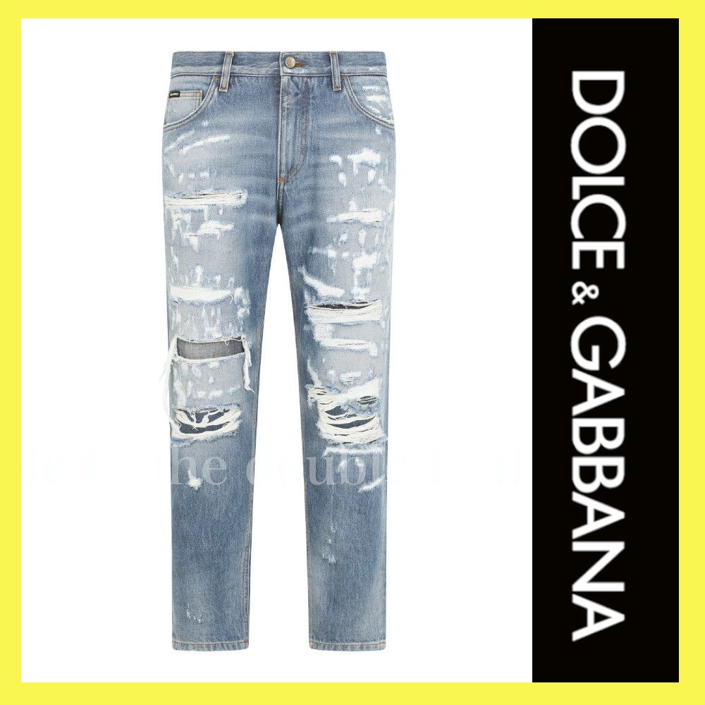 D＆G】ドルガバ メンズ ダメージジーンズ ブルー パンツ・ボトムス