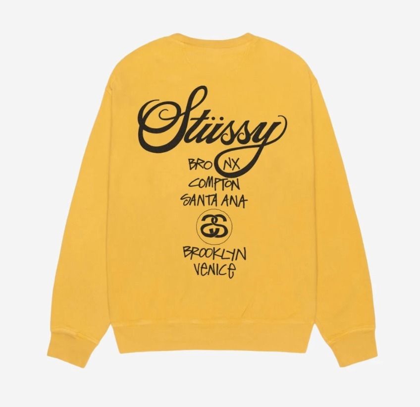 ☆関税込☆Stussy☆Stussy World Tour Crew Pigment Dyed☆Honey