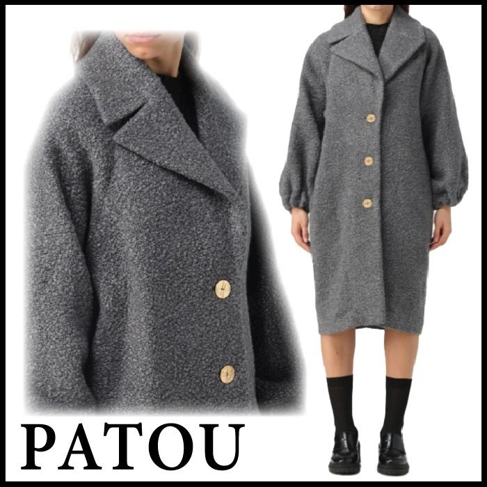人気特価激安 PATOU グレー ブークレ製コークレコート ウール混 ジャケット・アウター