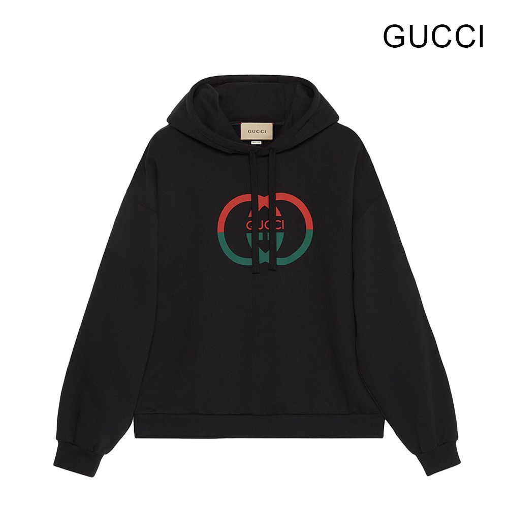GUCCI ウェビングトリムコットンジャージーパーカー コットンジャージー フーディ アップリケ付き ウェビングトリム