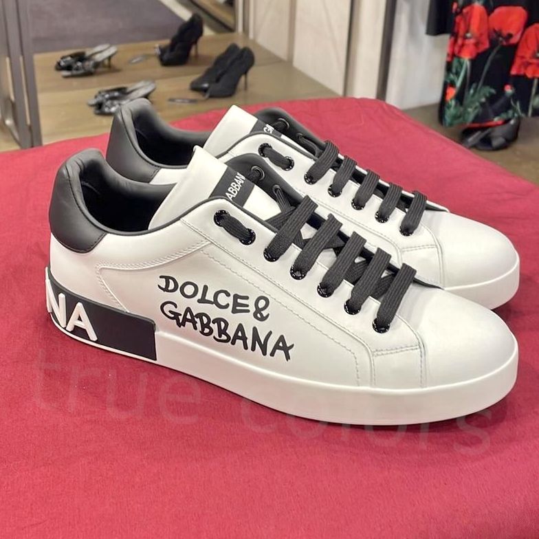 【DOLCE&GABBANA】スニーカー 送料関税込み DOLCE&GABBANA グラフィックロゴ Portofin スニーカー*白x黒