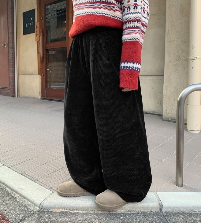 【BAON】[unisex] Goben Veloa Ribbed Pintuck Banding Pants BAON】[unisex] Goben Veloa Ribbed Pintuck Banding Pants