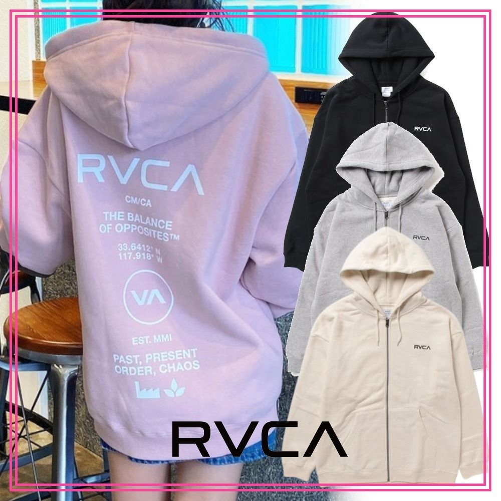 売切れ前に RVCA ジップアップ オーバーサイズ 裏起毛パーカー