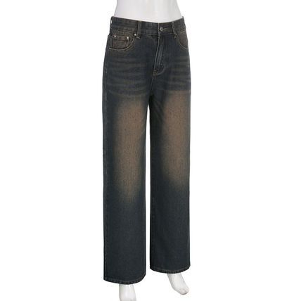 デニム ワイド パンツ ジーンズ ユニセックス ウォッシュ加工 3