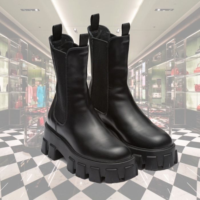 PRADA【入手困難】☆モノリス☆ブラッシュドレザー ブーティー