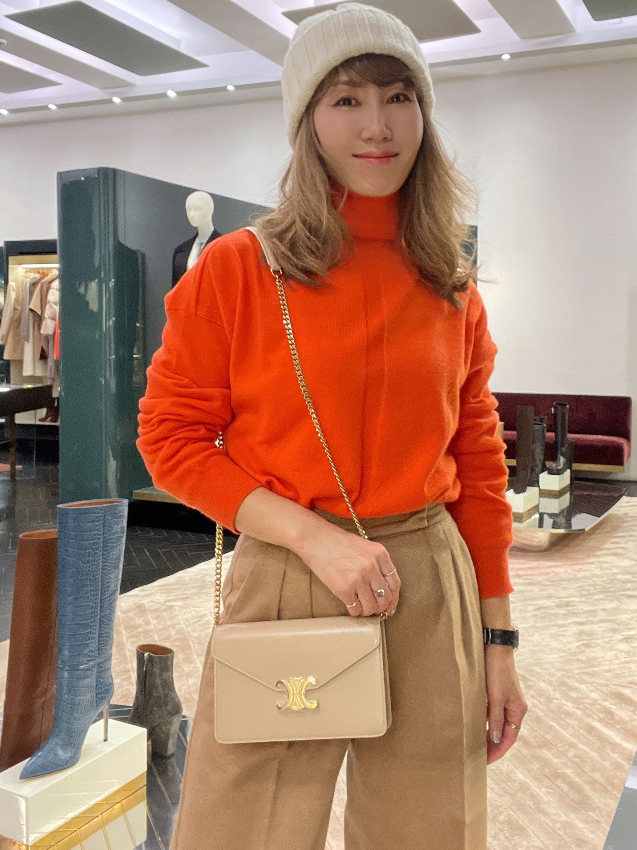 CELINE☆チェーンウォレット トリオンフ カーフスキン☆関税込み