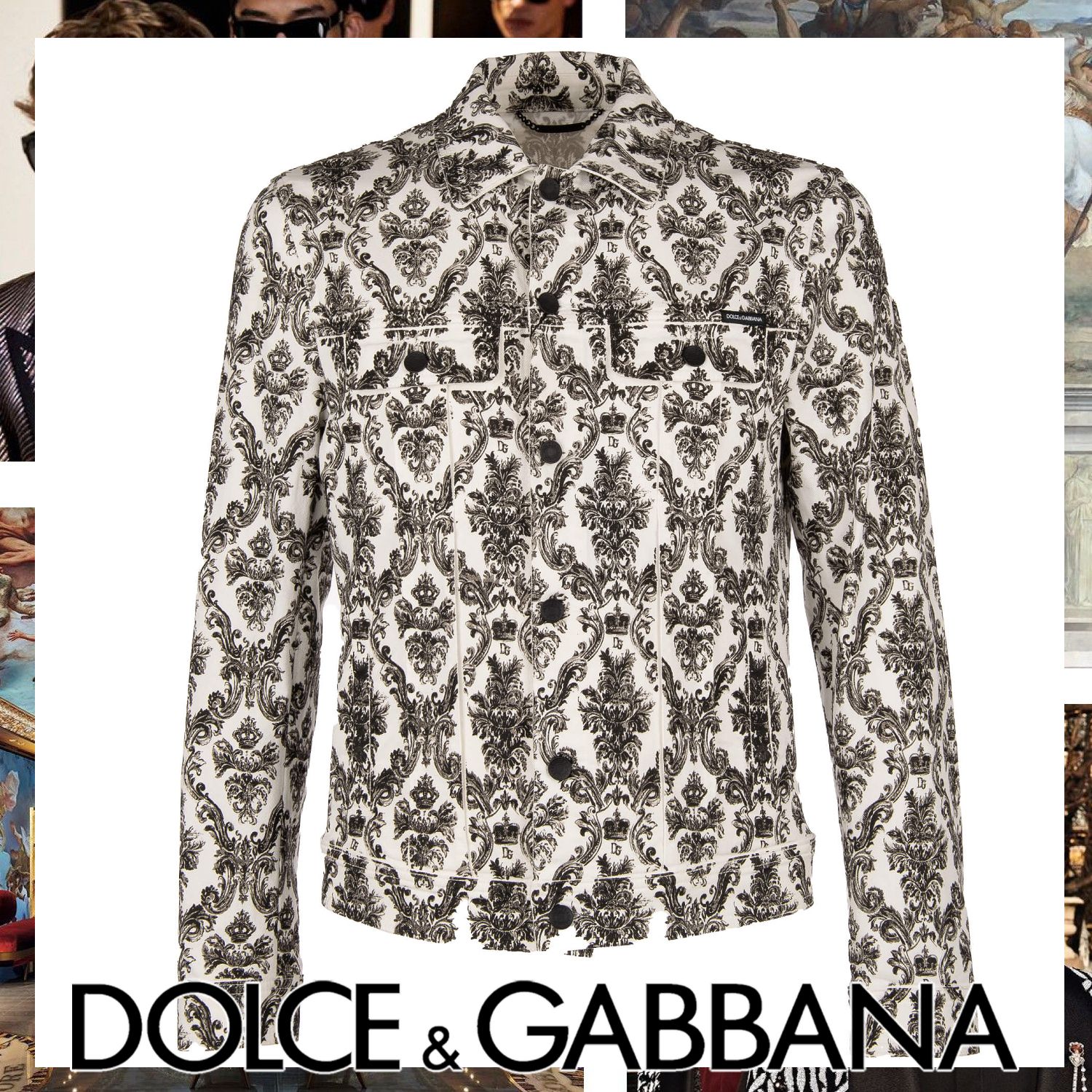 最新最全のをすべて Dolce & Gabbana ブランドロゴ 王冠 デニムジャケット ホワイト ジャケット・アウター