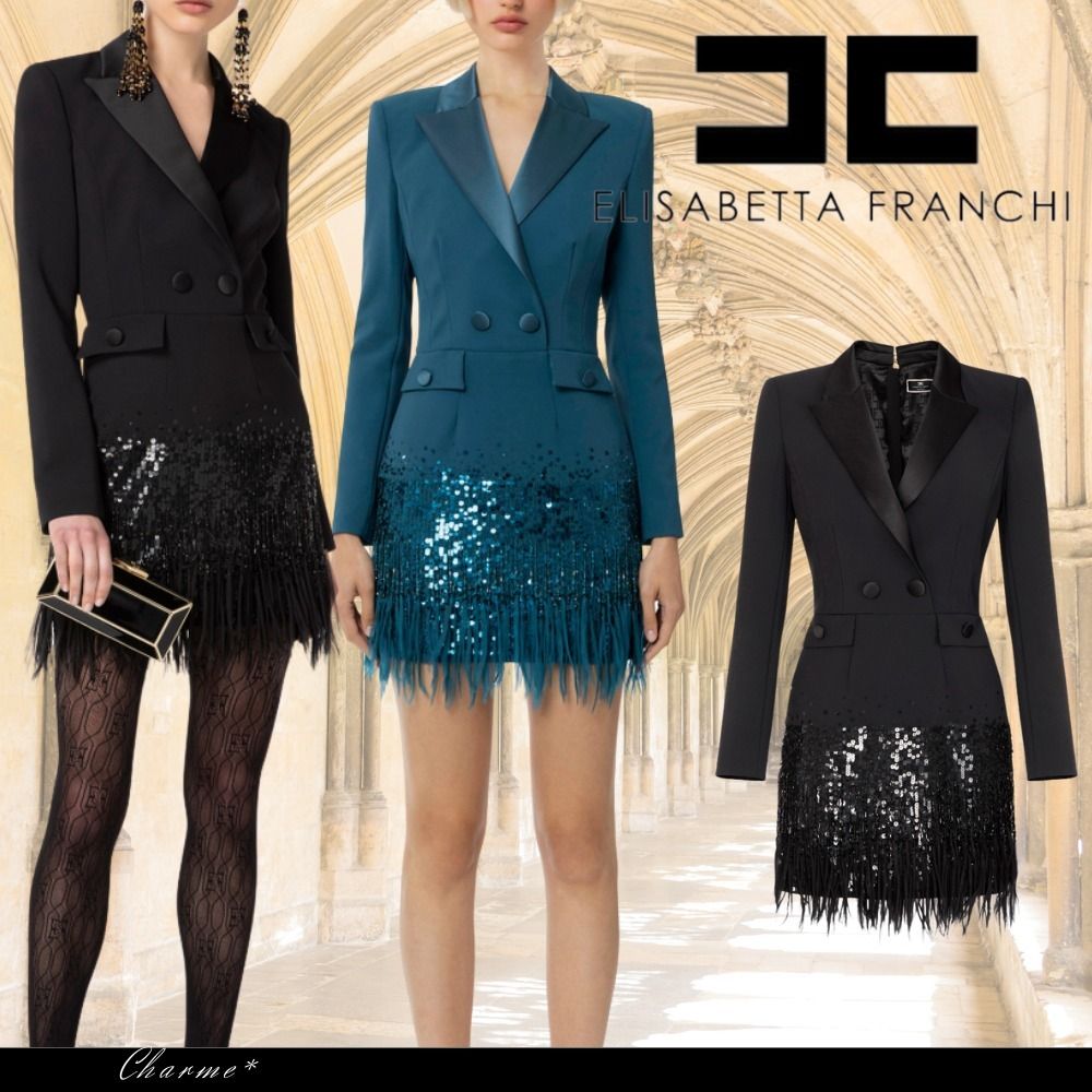 完売必至♡】ERISABETTA FRANCHI フリンジ コートドレス