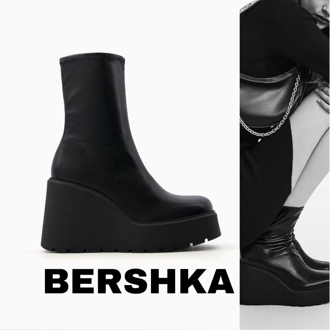 BERSHKA｜ウェッジヒールプラットフォームブーツ (Bershka/ショート