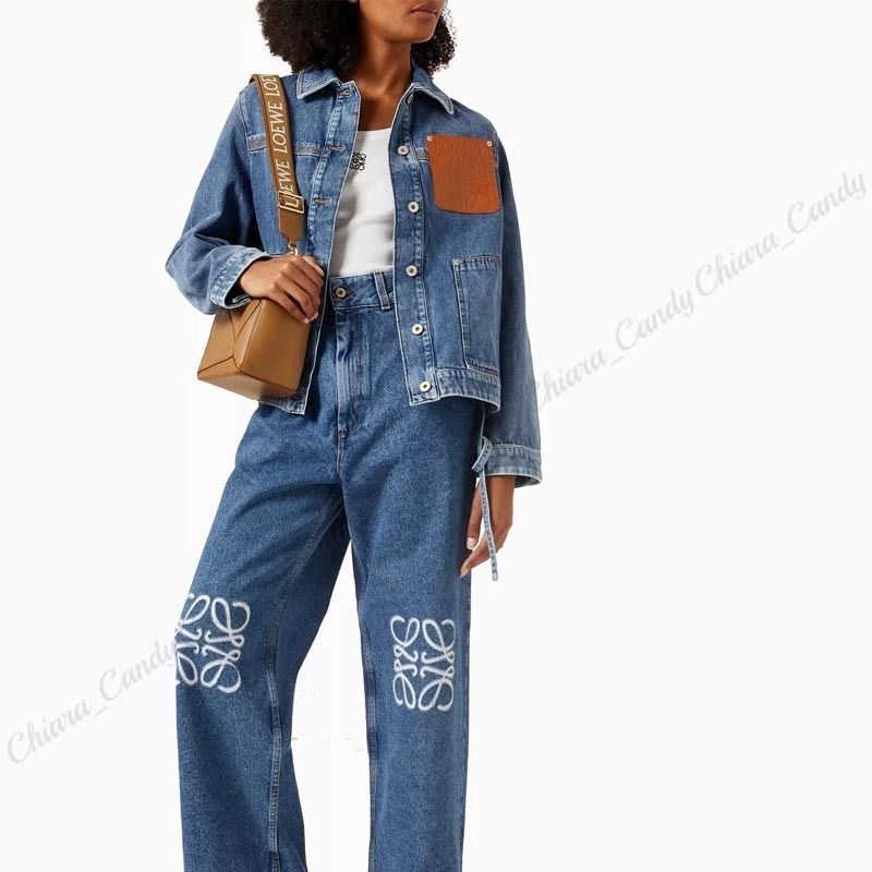 【大人気★】LOEWE コットン&リネン混紡ドリルジャケット 24SS NEW】LOEWE_women / コットン&リネン デニム ジャケット